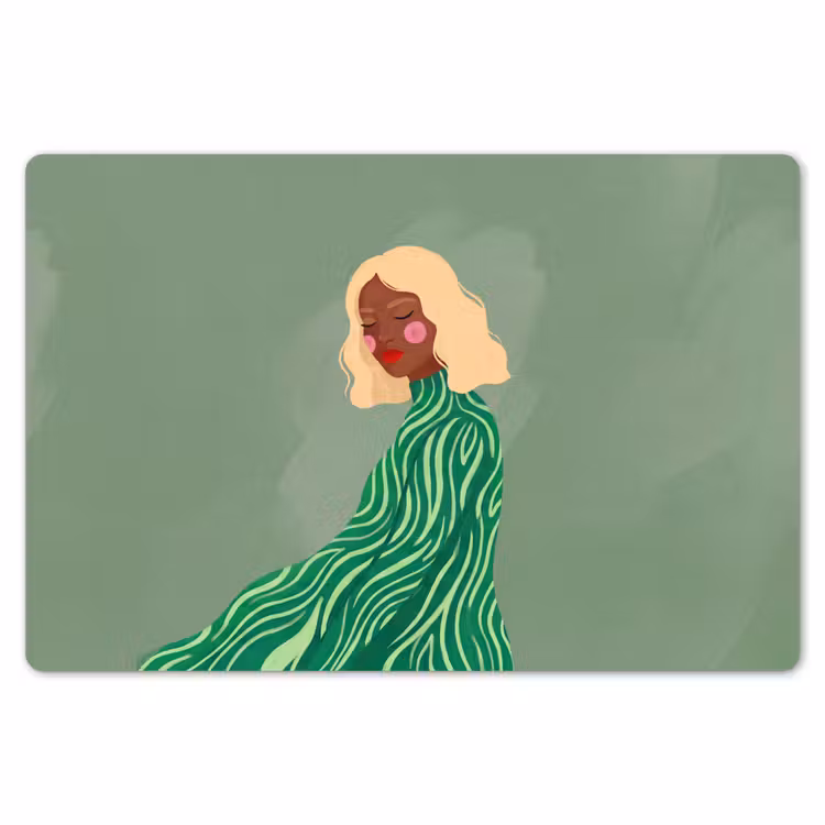 Vrouw - Portret - Illustratie - Modern - Groen Placemat vinyl groot -zzsfeer1_Kitchenyeah-website