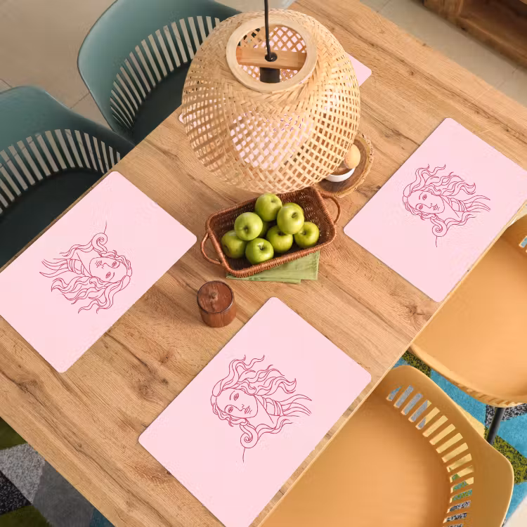 Vrouw - Portret - Klassiek - Line-art - Roze Placemat vinyl groot -zzsfeer5_Kitchenyeah-website