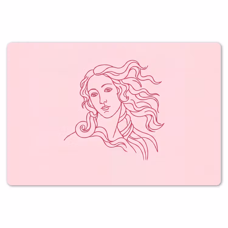 Vrouw - Portret - Klassiek - Line-art - Roze Placemat vinyl groot -zzsfeer1_Kitchenyeah-website