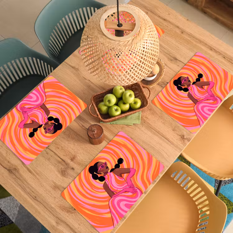 Vrouw - Portret - Kunst - Abstract - Roze Placemat vinyl groot -zzsfeer5_Kitchenyeah-website
