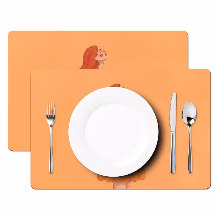 Vrouw - Profiel - Mensen - Modern - Oranje Placemat vinyl groot -zzsfeer2_Kitchenyeah-website