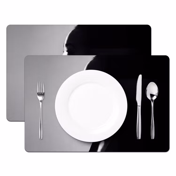 Vrouw - Profiel - Mensen - Zwart-wit Placemat vinyl groot -zzsfeer2_Kitchenyeah-website