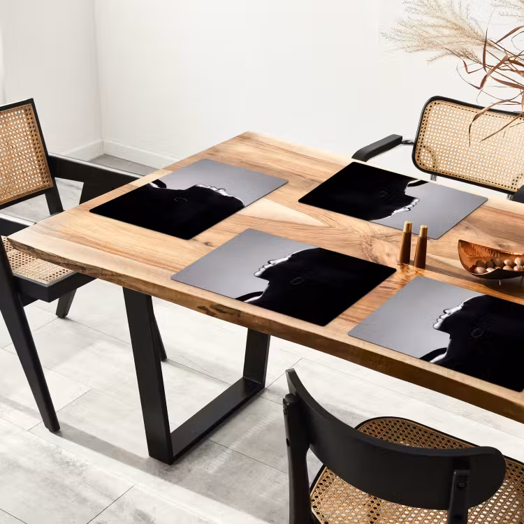 Vrouw - Profiel - Mensen - Zwart-wit Placemat vinyl groot -zzsfeer4_Kitchenyeah-website