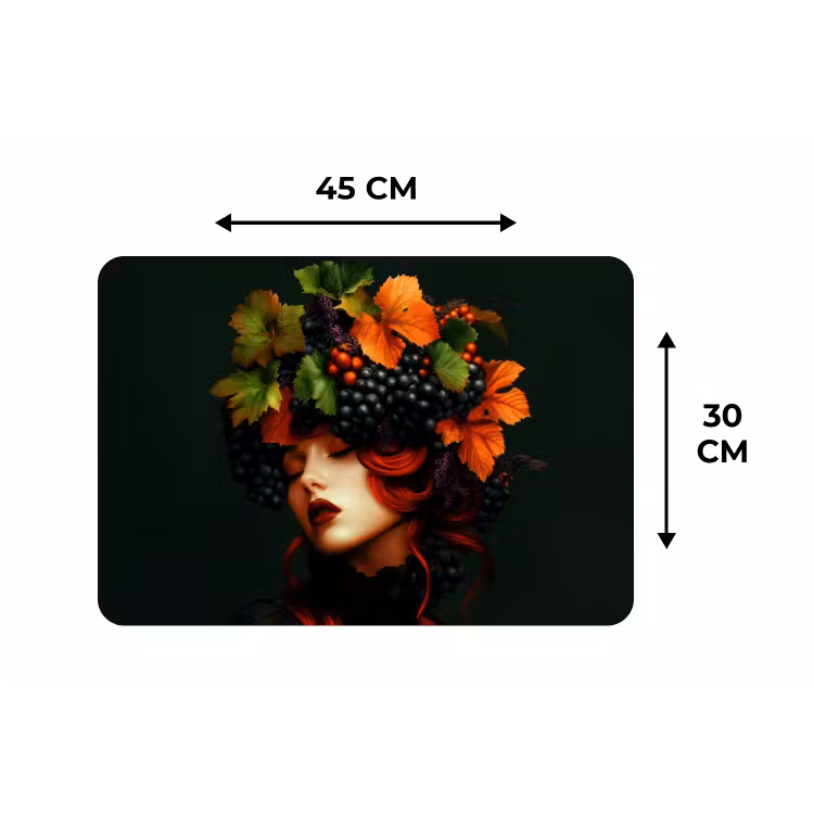 Vrouw - Rood - Groen - Druiven Placemat vinyl groot -specs