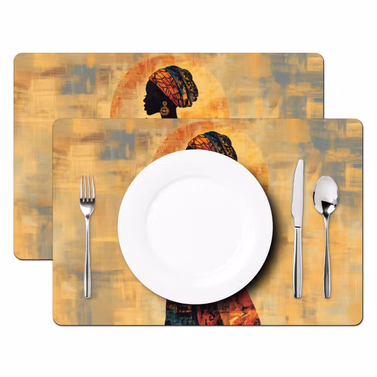 Vrouw - Silhouet - Patronen - Sierlijk Placemat vinyl groot -zzsfeer2_Kitchenyeah-website