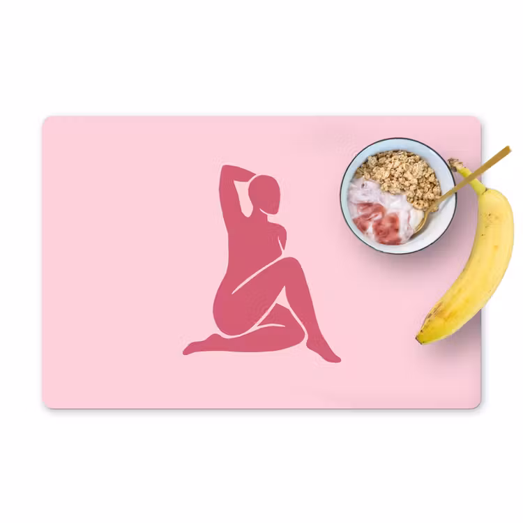 Vrouw - Silhouet - Abstract - Modern - Roze Placemat vinyl groot -zzzproduct_Kitchenyeah-website