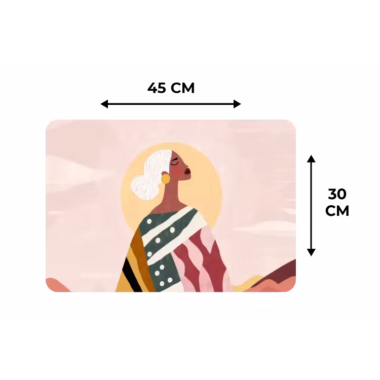 Vrouw - Zon - Kleurrijk Placemat vinyl groot -specs