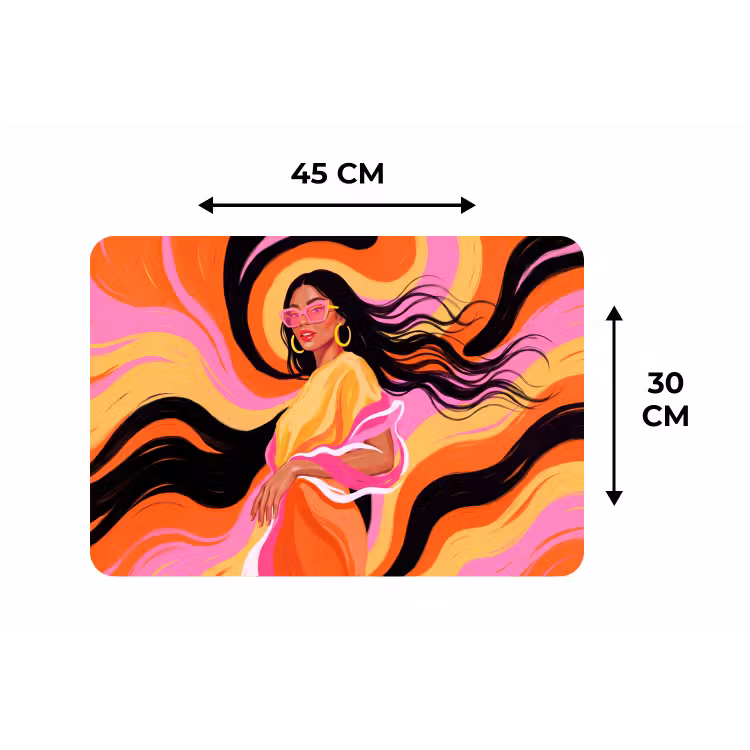 Vrouw - Zonnebril - Abstract - Kleurrijk Placemat vinyl groot -specs