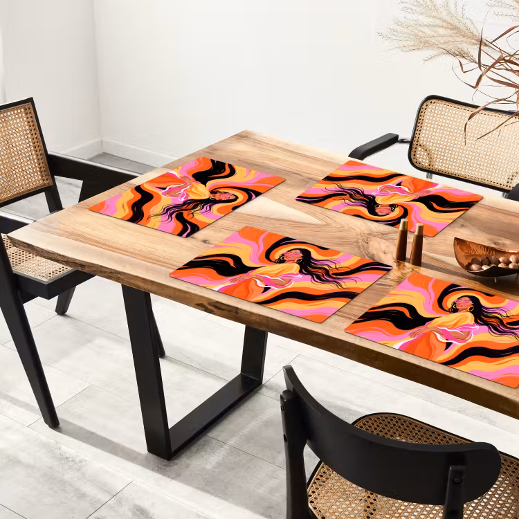 Vrouw - Zonnebril - Abstract - Kleurrijk Placemat vinyl groot -zzsfeer4_Kitchenyeah-website
