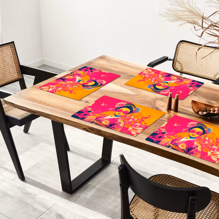 Vrouw - Zonnebril - Abstract - Oranje Placemat vinyl groot -zzsfeer4_Kitchenyeah-website