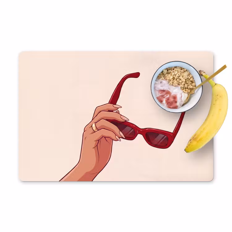 Vrouw - Zonnebril - Mode - Rood - Illustratie Placemat vinyl groot -zzzproduct_Kitchenyeah-website