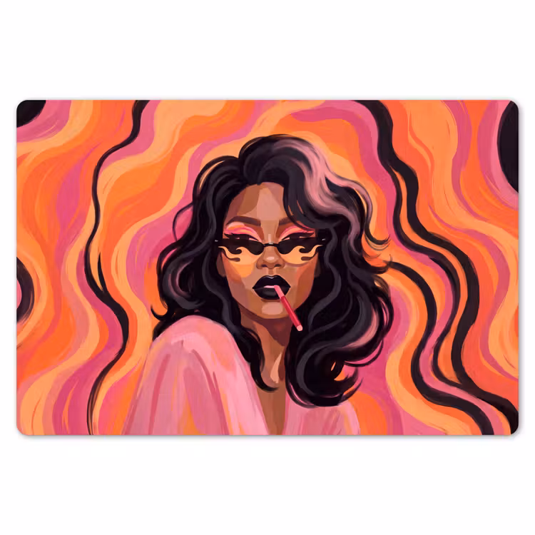 Vrouw - Zonnebril - Modern - Portret - Oranje Placemat vinyl groot -zzsfeer1_Kitchenyeah-website