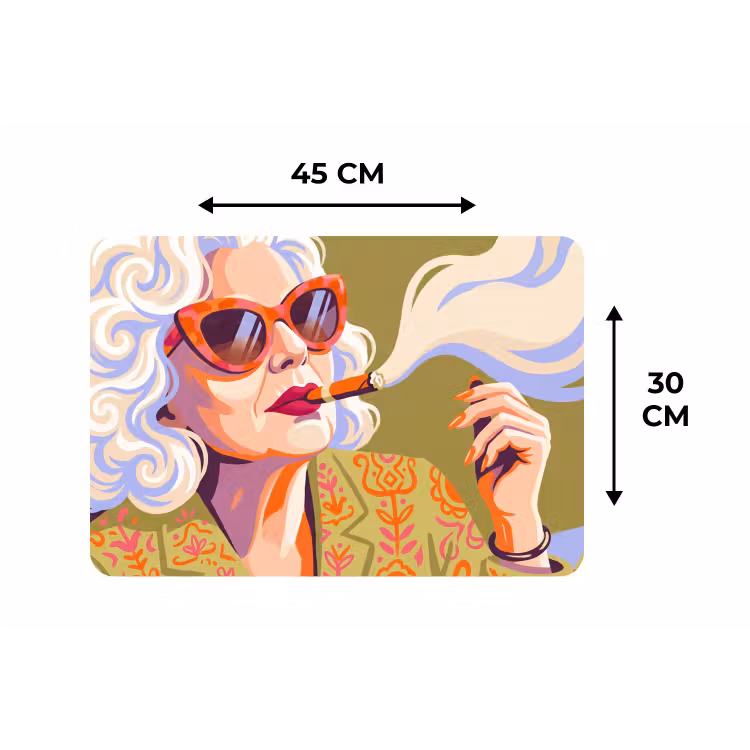 Vrouw - Zonnebril - Portret - Modern - Kleurrijk Placemat vinyl groot -specs