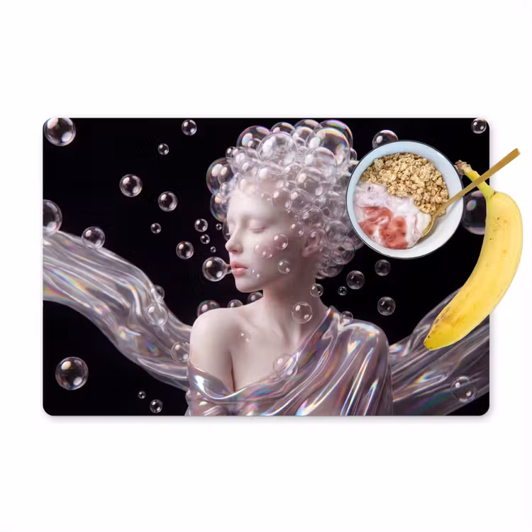 Vrouw - Bellen - Abstract - Kleurrijk Placemat vinyl groot -zzzproduct_Kitchenyeah-website
