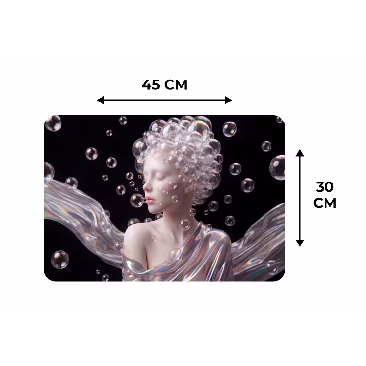 Vrouw - Bellen - Abstract - Kleurrijk Placemat vinyl groot -specs