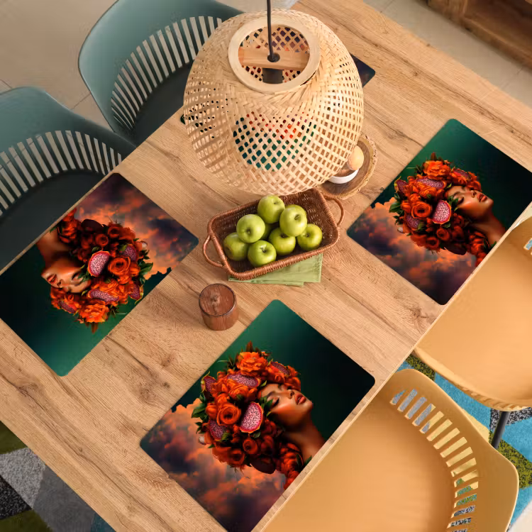 Vrouw - Drankenfruit - Rozen Placemat vinyl groot -zzsfeer5_Kitchenyeah-website