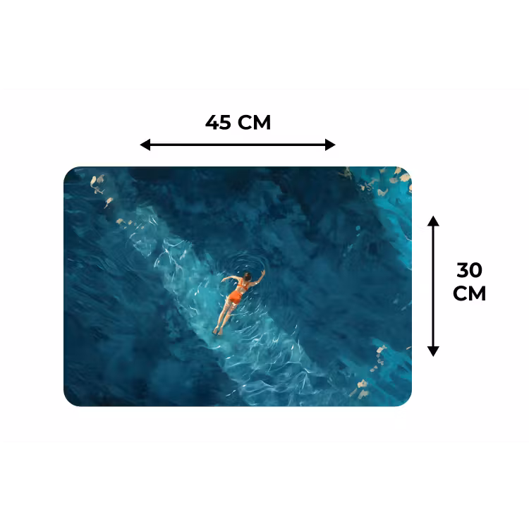 Vrouw - Water - Bikini - Oranje Placemat vinyl groot -specs