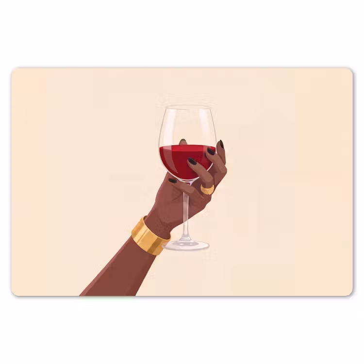 Vrouw - Wijn - Glas - Illustratie - Rood Placemat vinyl groot -zzsfeer1_Kitchenyeah-website