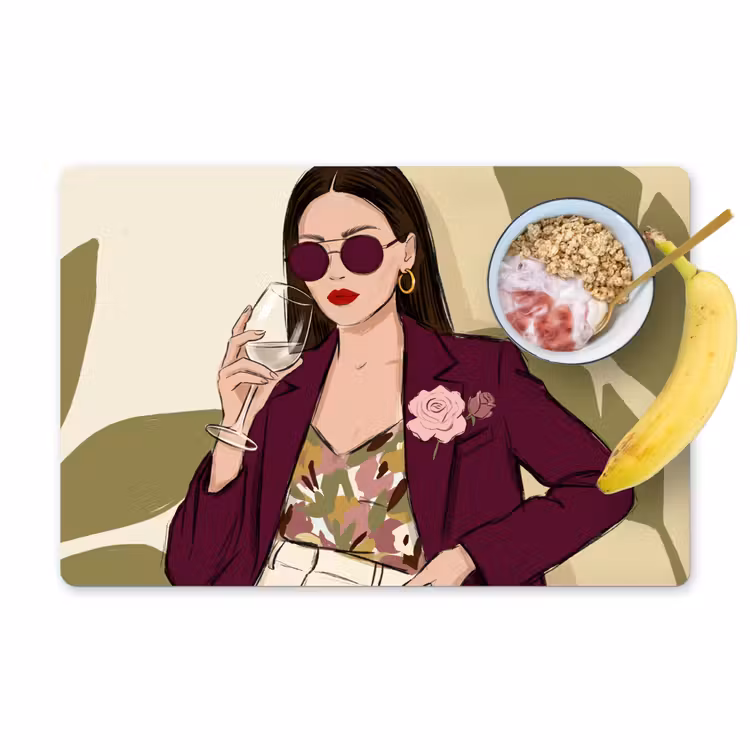 Vrouw - Wijn - Portret - Mode - Modern Placemat vinyl groot -zzzproduct_Kitchenyeah-website