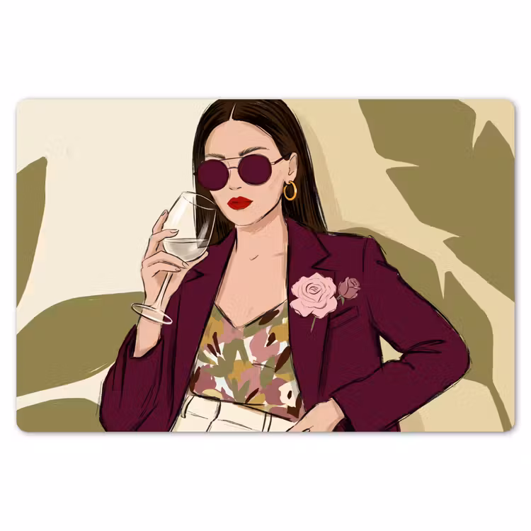 Vrouw - Wijn - Portret - Mode - Modern Placemat vinyl groot -zzsfeer1_Kitchenyeah-website