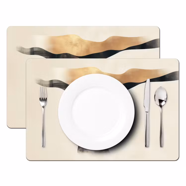 Vrouw - Golven - Zwart Placemat vinyl groot -zzsfeer2_Kitchenyeah-website
