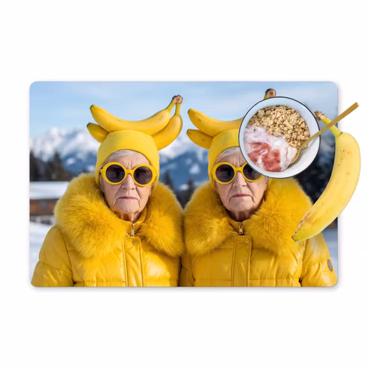 Vrouwen - Bananen - Geel Placemat vinyl groot -zzzproduct_Kitchenyeah-website
