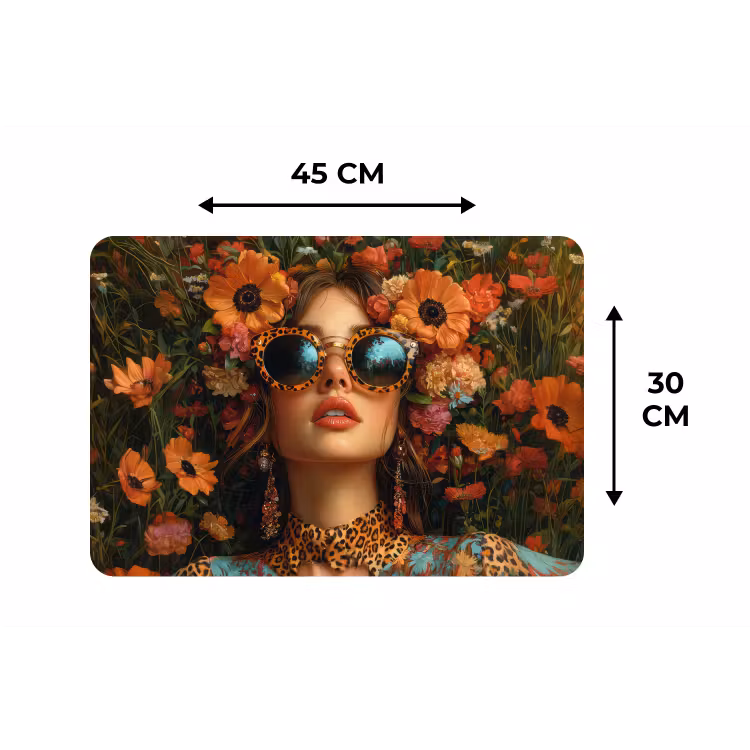 Vrouwen - Bloemen - Modern - Bril - Abstract Placemat vinyl groot -specs