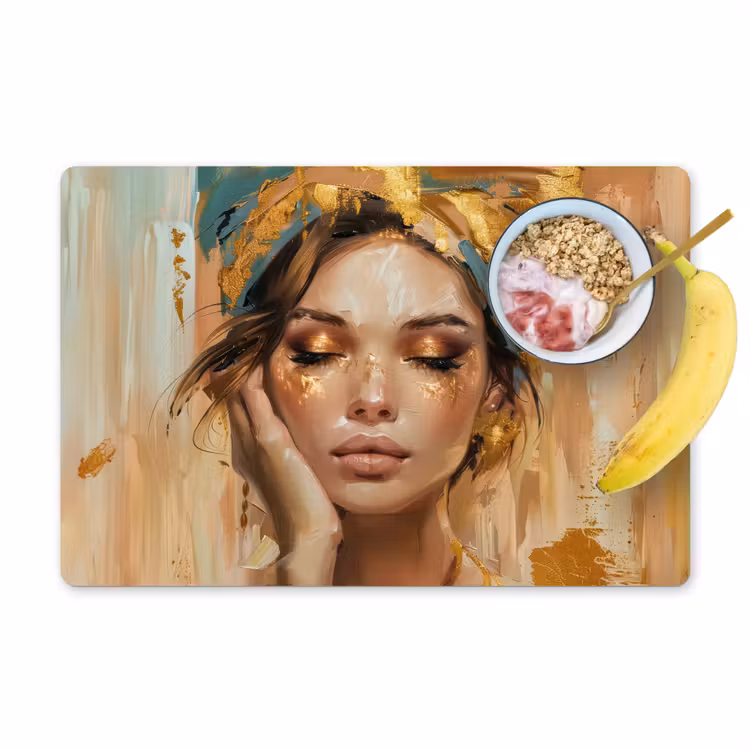 Vrouwen - Portret - Luxe - Goud Placemat vinyl groot -zzzproduct_Kitchenyeah-website