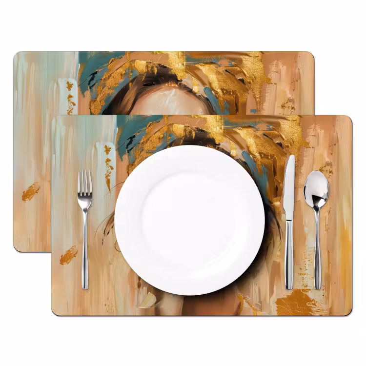 Vrouwen - Portret - Luxe - Goud Placemat vinyl groot -zzsfeer2_Kitchenyeah-website