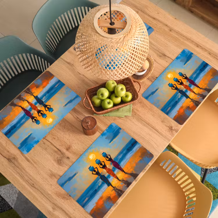 Vrouwen - Strand - Zondsondergang Placemat vinyl groot -zzsfeer5_Kitchenyeah-website