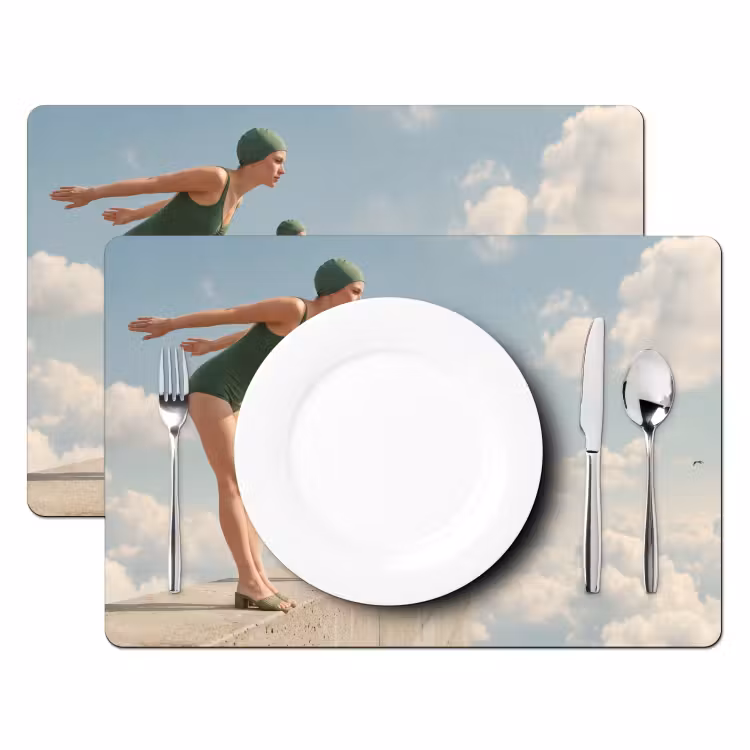 Tischset - 6 Stück - Frauen – Tauchhaltung – Wolken - Vrouwen - Duikhouding - Wolken Placemat vinyl groot