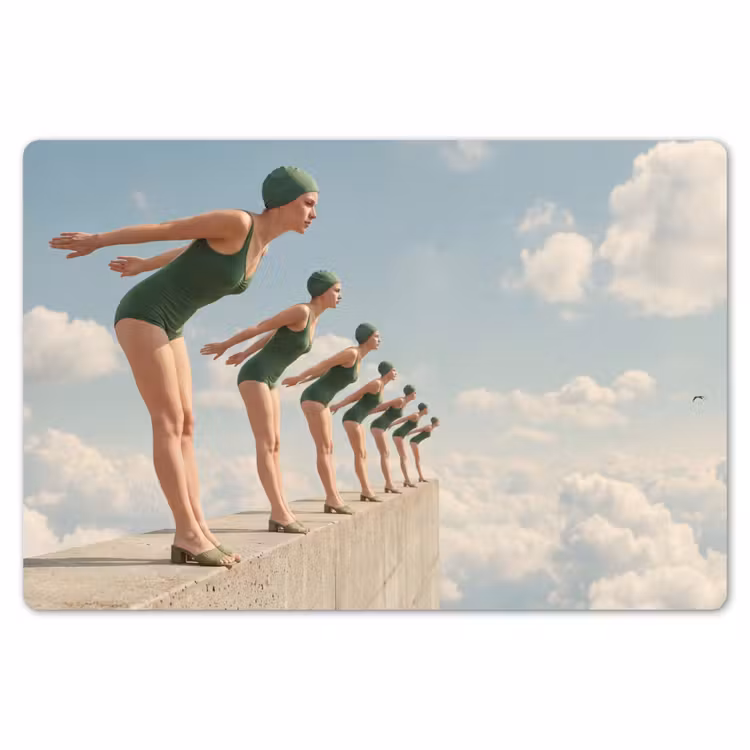 Tischset - 6 Stück - Frauen – Tauchhaltung – Wolken - Vrouwen - Duikhouding - Wolken Placemat vinyl groot