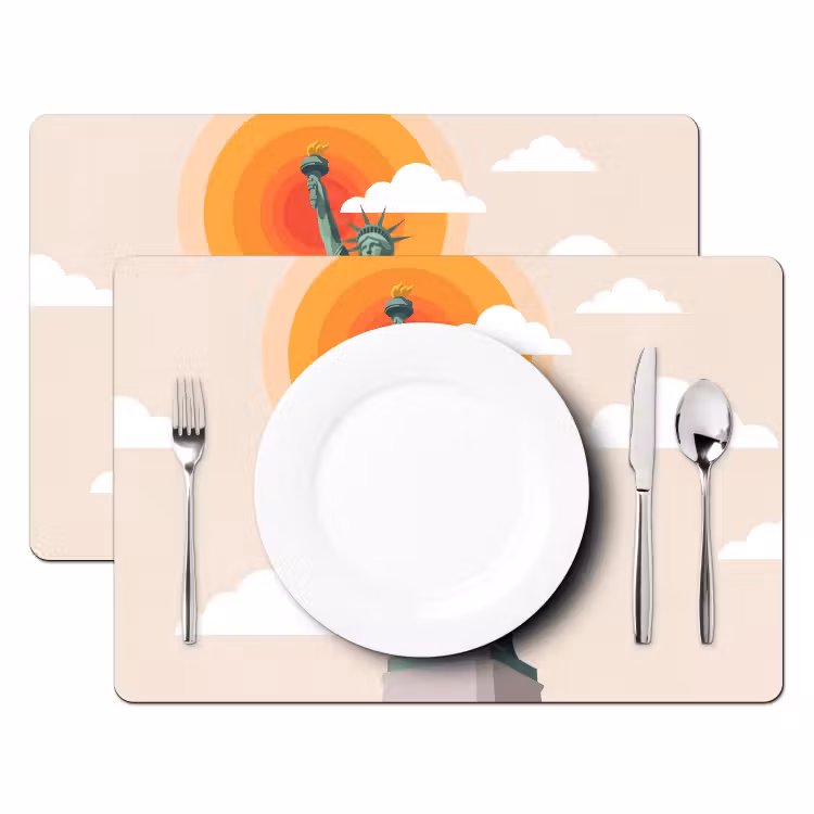 Vrijheidsbeeld - New York - Zon - Modern Placemat vinyl groot -zzsfeer2_Kitchenyeah-website