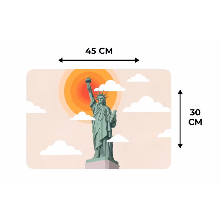Vrijheidsbeeld - New York - Zon - Modern Placemat vinyl groot -specs