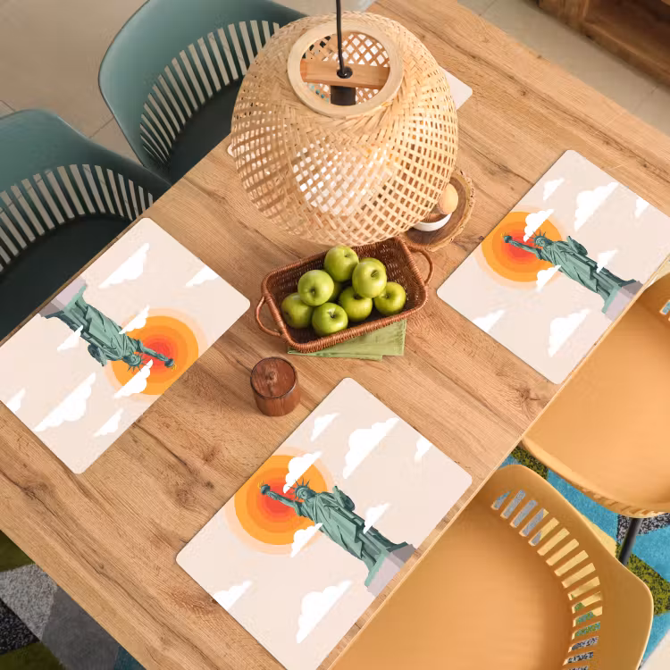 Vrijheidsbeeld - New York - Zon - Modern Placemat vinyl groot -zzsfeer5_Kitchenyeah-website