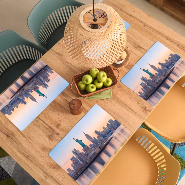 Vrijheidsbeeld - New York - Zonsopgang - Stad - Architectuur Placemat vinyl groot -zzsfeer5_Kitchenyeah-website