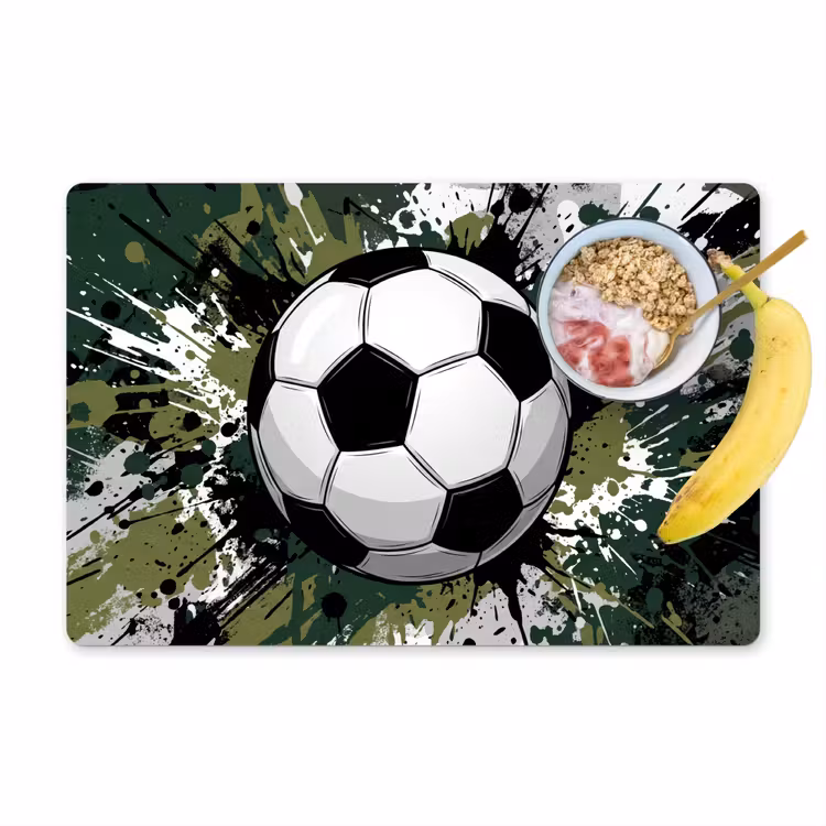 Voetbal - Verf - Spetters - Groen Placemat vinyl groot -zzzproduct_Kitchenyeah-website