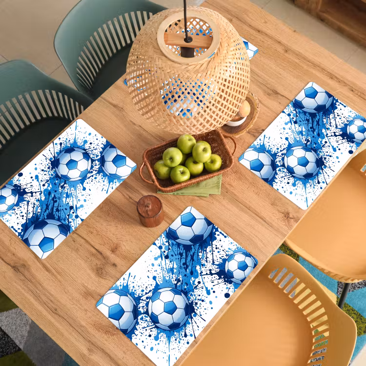 Voetballen - Verf - Sport - Blauw Placemat vinyl groot -zzsfeer5_Kitchenyeah-website