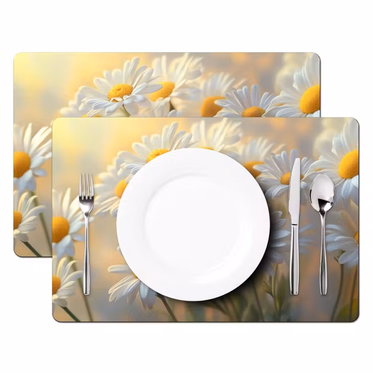 Madeliefjes - Wit - Zonlicht Placemat vinyl groot -zzsfeer2_Kitchenyeah-website
