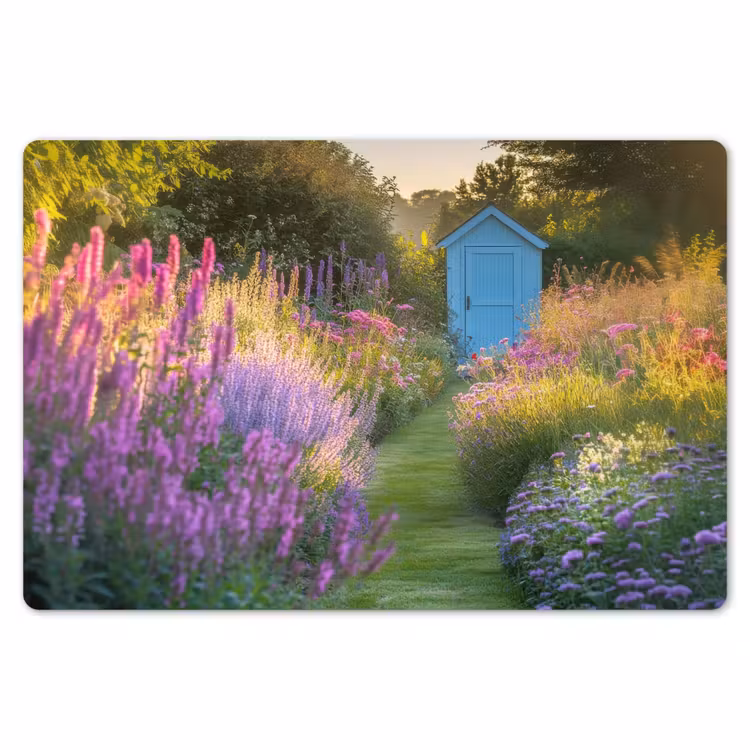 Tuinhuisje - Blauw - Bloemen Placemat vinyl groot -zzsfeer1_Kitchenyeah-website