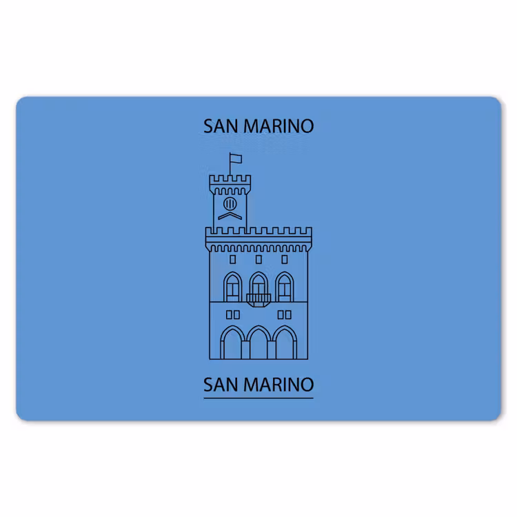 Gebouw - San Marino - Architectuur - Lijntekening - Blauw Placemat vinyl groot -zzsfeer1_Kitchenyeah-website