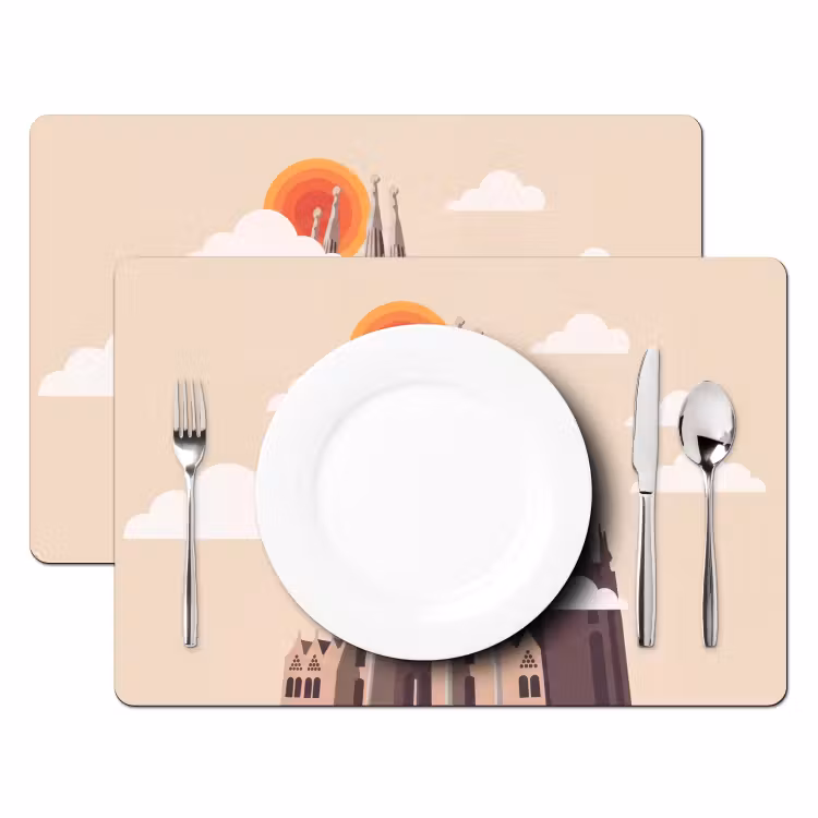 Gebouw - Torens - Architectuur - Abstract - Zonsondergang Placemat vinyl groot -zzsfeer2_Kitchenyeah-website