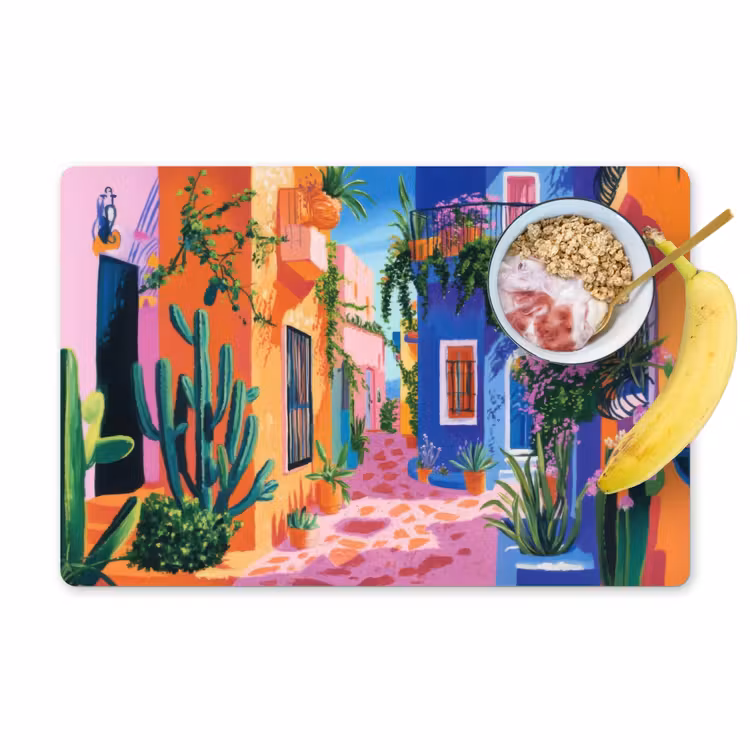 Geel - Blauw - Oranje - Huis Placemat vinyl groot -zzzproduct_Kitchenyeah-website