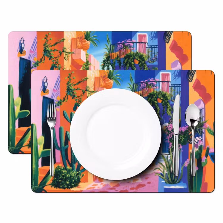 Geel - Blauw - Oranje - Huis Placemat vinyl groot -zzsfeer2_Kitchenyeah-website