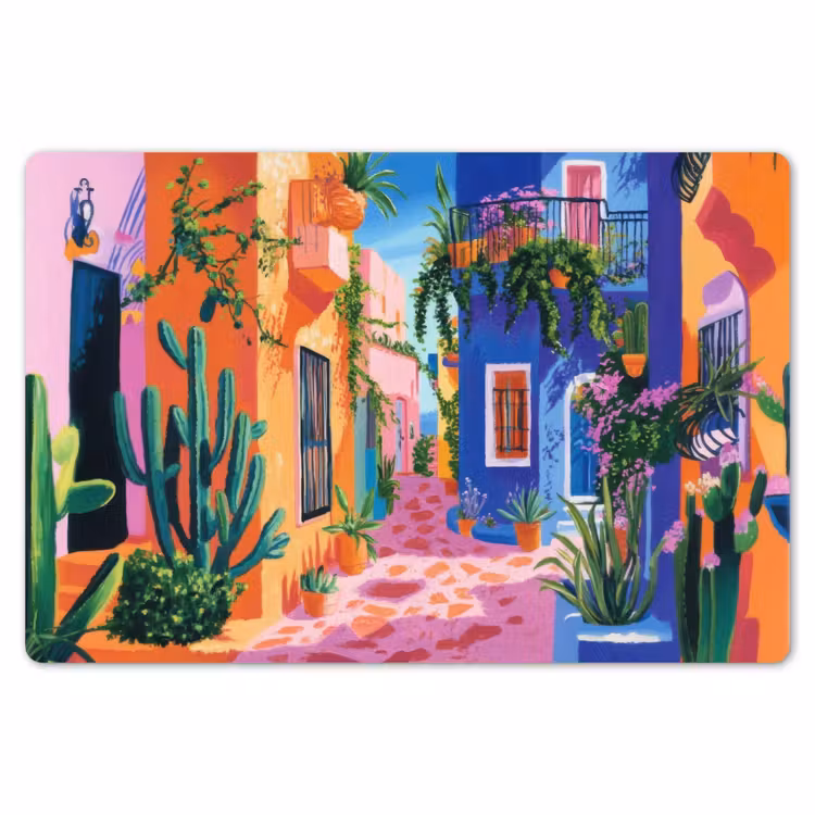 Geel - Blauw - Oranje - Huis Placemat vinyl groot -zzsfeer1_Kitchenyeah-website