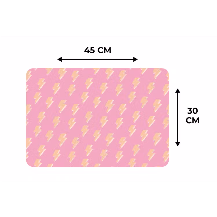Geel - Bliksem - Roze Placemat vinyl groot 368 -specs
