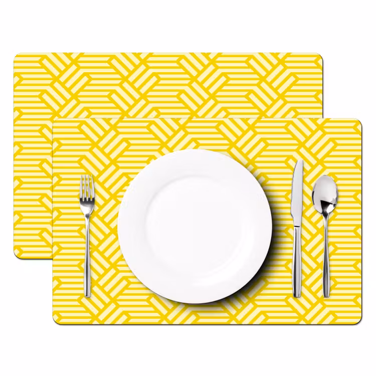 Geel - Patroon - Geometrisch Placemat vinyl groot 368 -zzsfeer2_Kitchenyeah-website