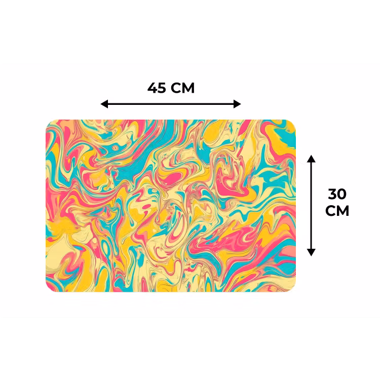 Geel - Roze - Blauw - Retro Placemat vinyl groot -specs