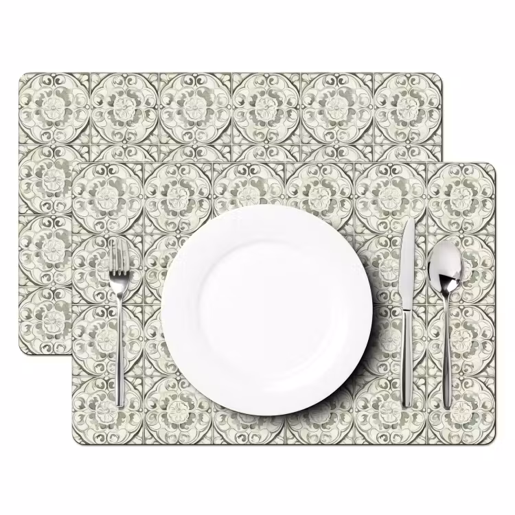 Krulornament - Tegel - Groen Placemat vinyl groot 368 -zzsfeer2_Kitchenyeah-website
