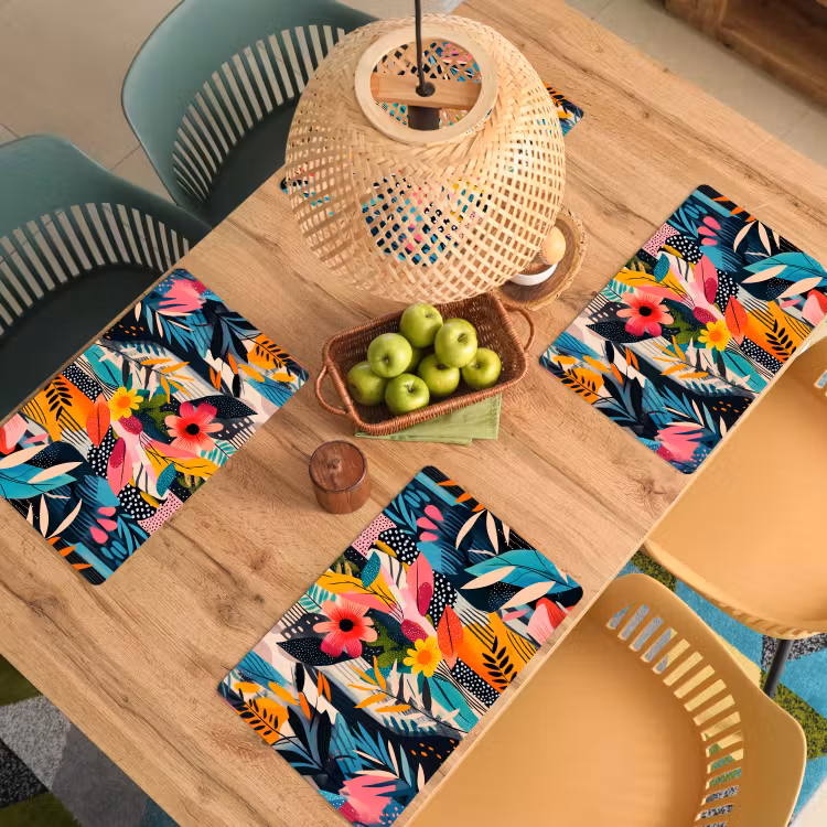 Schilderij - Abstract - Bloemen - Roze Placemat vinyl groot -zzsfeer5_Kitchenyeah-website